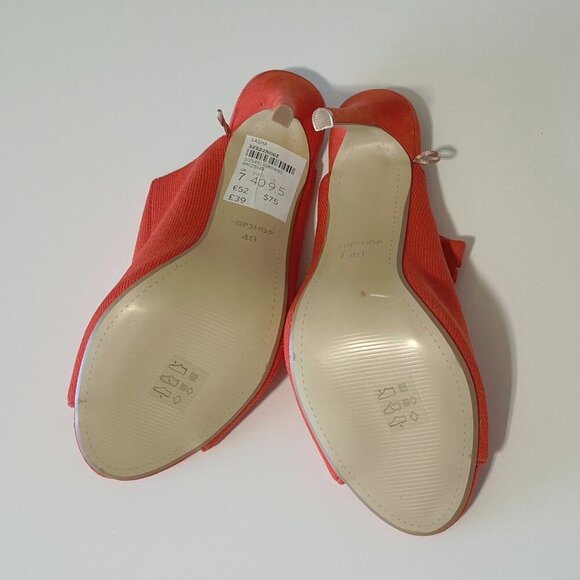 NWOT Topshop orange red stretch heeled mules EU40 - Picture 13 of 16